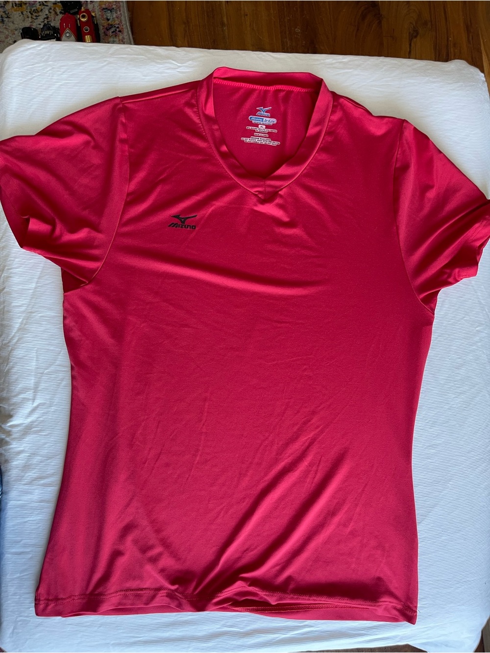 Mizuno Women's Short-Sleeve V-Neck Athletic Top in Hot Pink
